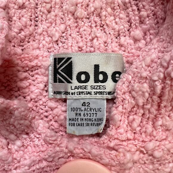 Vintage Kobe Crystal Sportswear Short Sleeve Sweater Women 42 XL One Button Pink - Picture 4 of 6